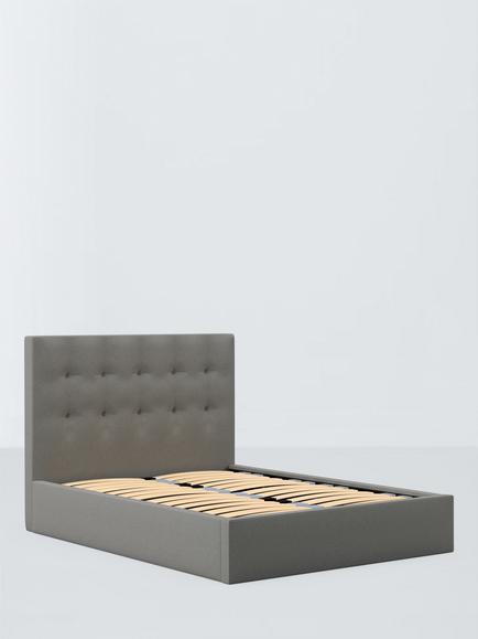 John Lewis Express Arlo Ottoman Storage Upholstered Bed Frame, King Size, Soft Twill Smoke