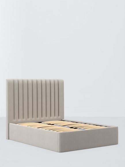 John Lewis Express Fleur Ottoman Storage Upholstered Bed Frame, King Size, Cotton Effect Beige