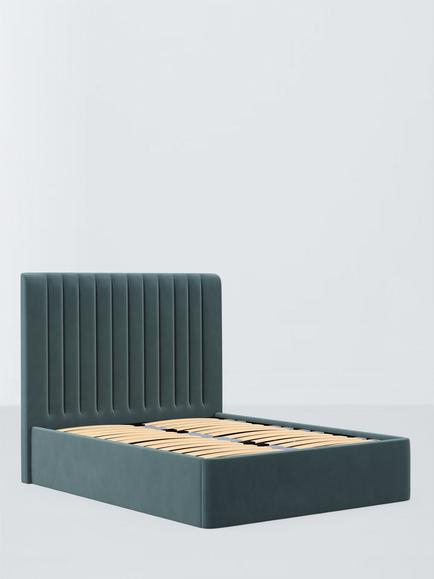 John Lewis Express Fleur Ottoman Storage Upholstered Bed Frame, King Size, Deep Velvet Petrol
