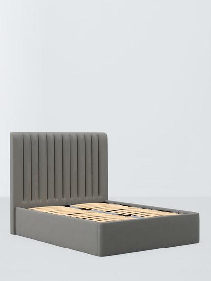 John Lewis Express Fleur Ottoman Storage Upholstered Bed Frame, King Size, Soft Twill Smoke