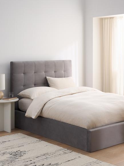 John Lewis Express Ingrid Ottoman Storage Upholstered Bed Frame, Double - view 2, Steel