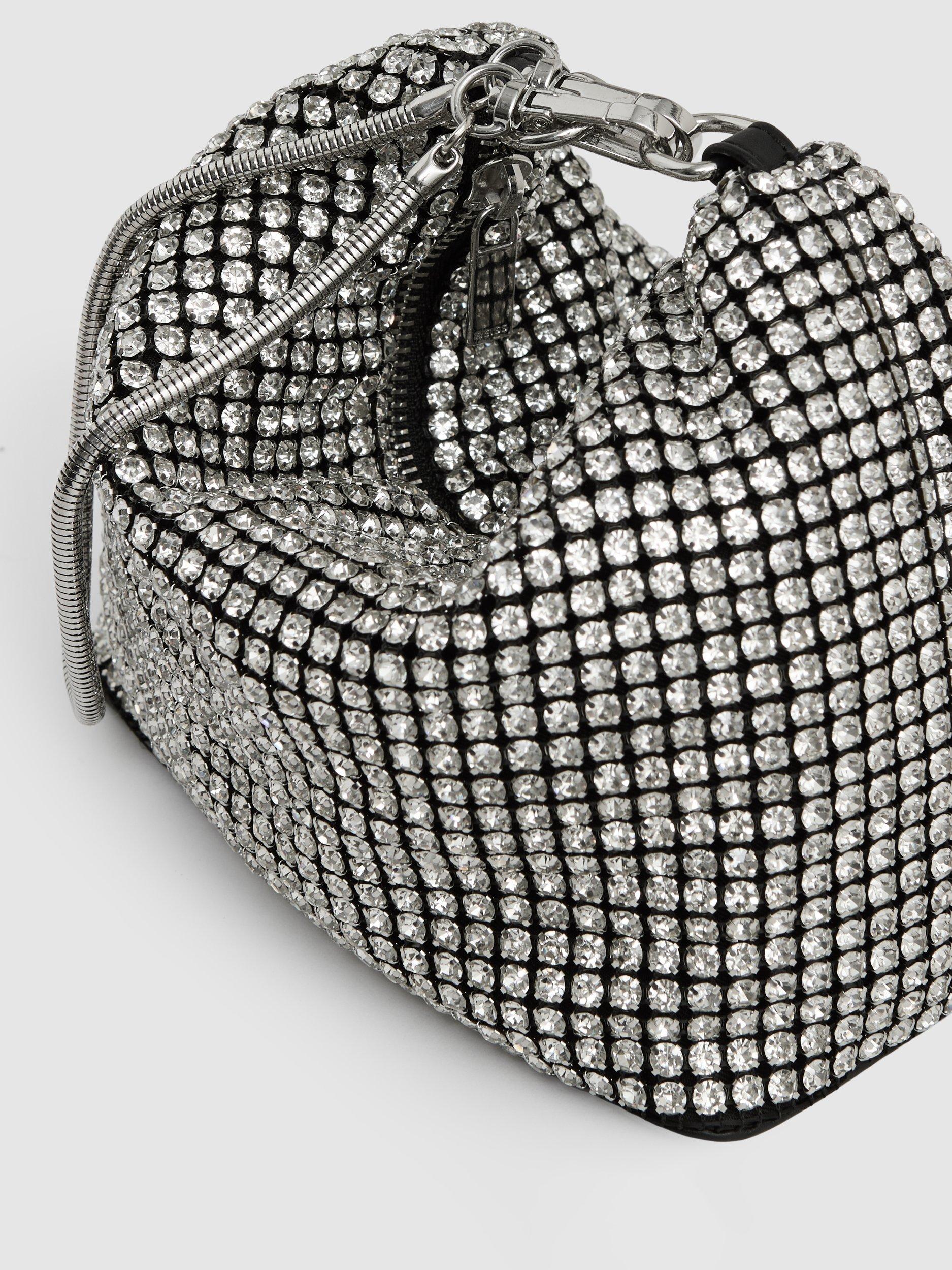 Product image 2 of 5, which shows Reiss Leah Crystal Bracelet Pouch Bag, Silver