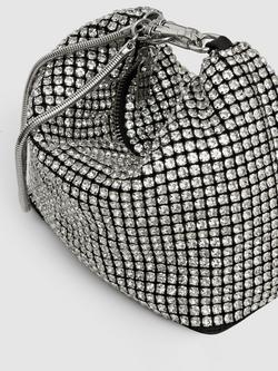 Reiss Leah Crystal Bracelet Pouch Bag, Silver - view 2, Silver