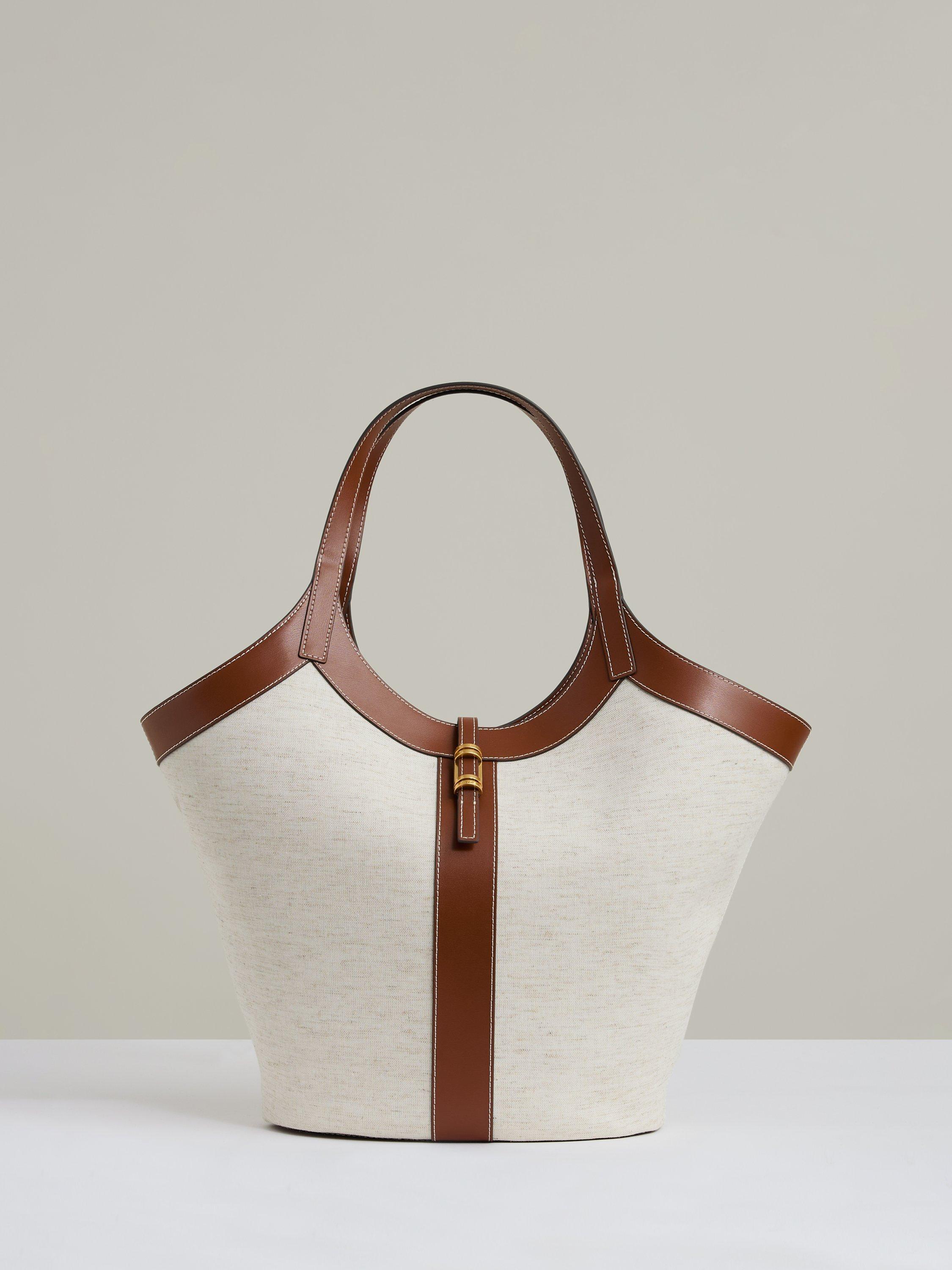 Reiss Lyra Leather and Suede Tote Bag, Natural