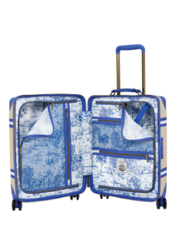 Joules Boat Club 4-Wheel 54cm Cabin Case, 38.8L, Neutral/Blue - view 2, Neutral/Blue