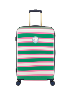 Joules Resort Stripe 4-Wheel 66cm Medium Trolley Suitcase, 63.9L, Multi