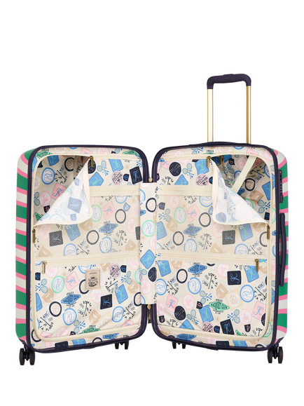 Joules Resort Stripe 4-Wheel 66cm Medium Trolley Suitcase, 63.9L - view 2, Multi