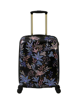 Sara Miller Black Botanic 4-Wheel 54cm Cabin Trolley Case, 29L, Black/Multi, Black/Multi