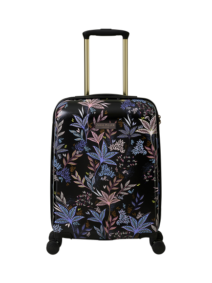 Sara Miller Black Botanic 4-Wheel 54cm Cabin Trolley Case, 29L, Black/Multi, Black/Multi