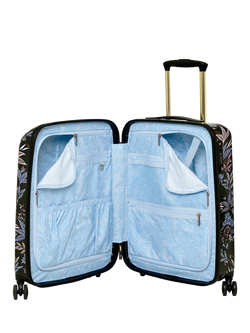 Sara Miller Black Botanic 4-Wheel 67cm Medium Trolley Suitcase, 54L, Black/Multi - view 2, Black/Multi