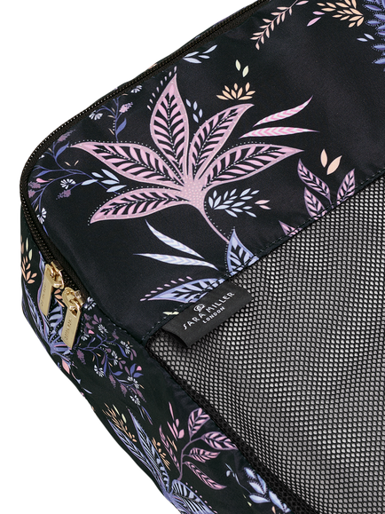 Sara Miller Black Botanic Packing Cubes Set, 4 Piece, Black/Multi - view 2, Black/Multi