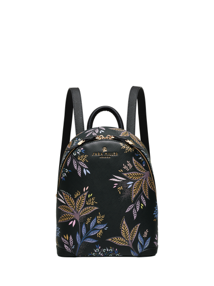 Sara Miller Black Botanic Mini Backpack, Black/Multi, Black/Multi