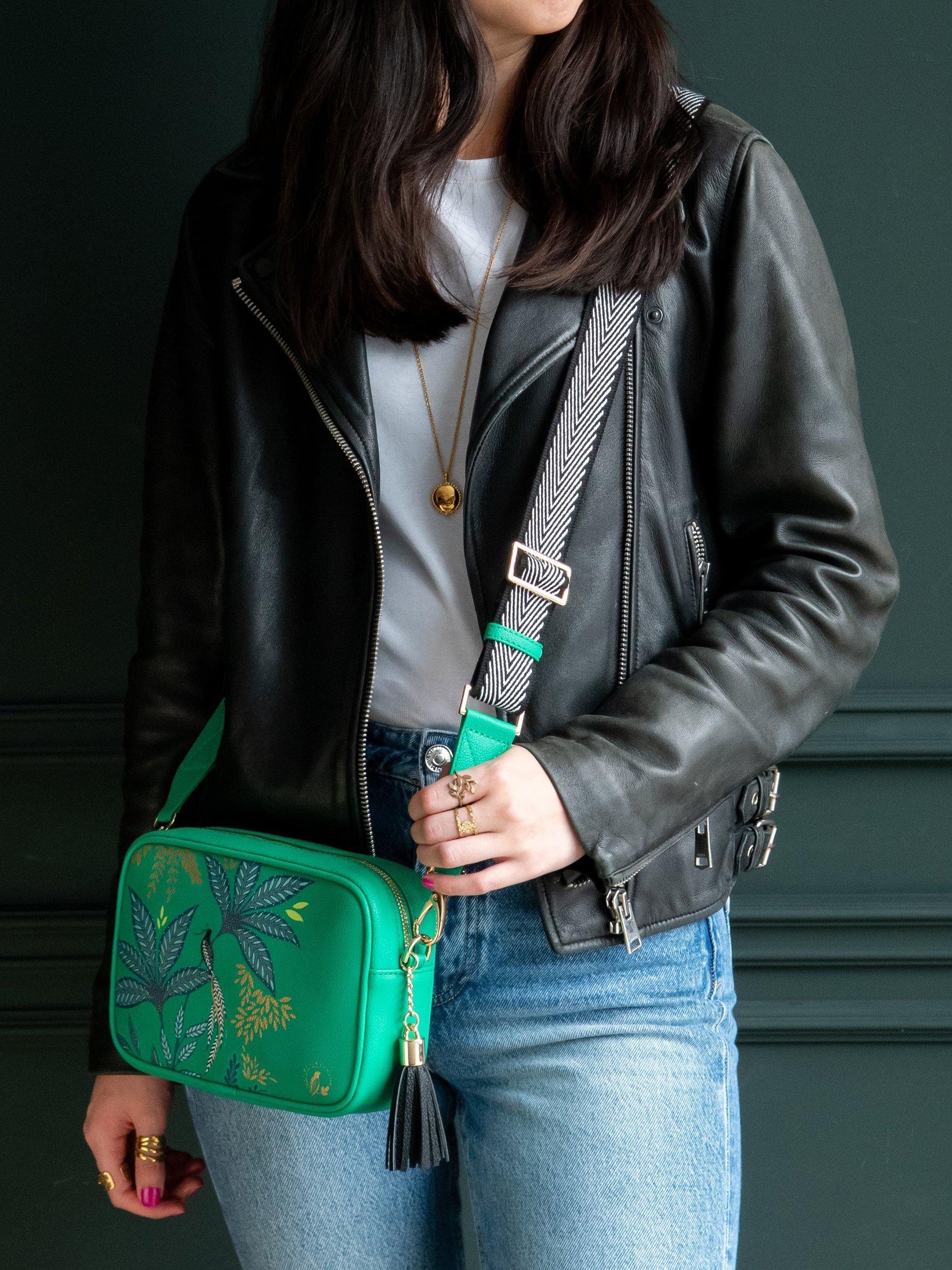 Product image 8 of 9, which shows Sara Miller Crossbody Camera Bag, Green/Multi