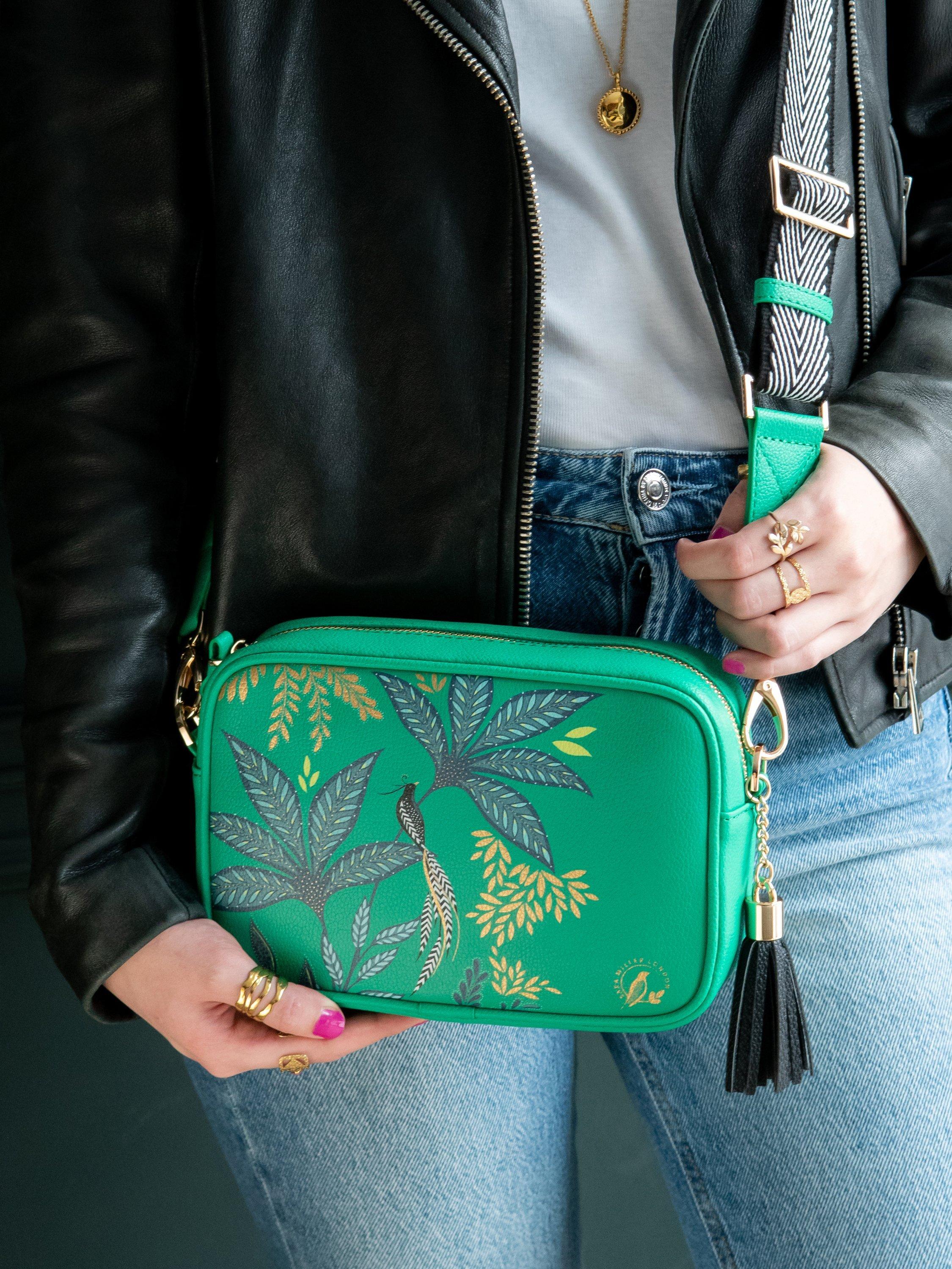 Product image 9 of 9, which shows Sara Miller Crossbody Camera Bag, Green/Multi