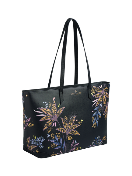 Sara Miller Black Botanic Large Tote Bag, Black/Multi - view 2, Black/Multi