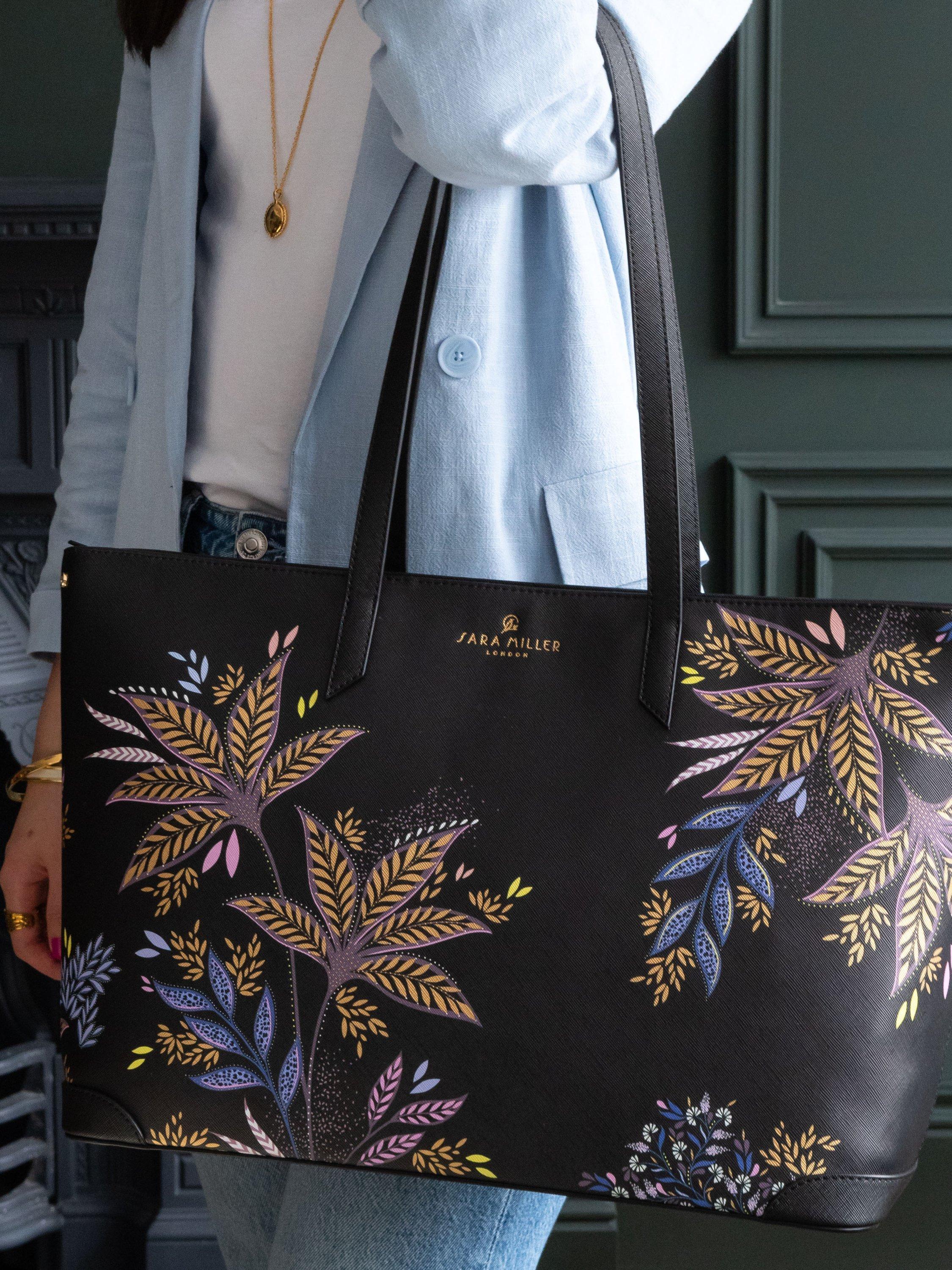 Product image 5 of 7, which shows Sara Miller Black Botanic Large Tote Bag, Black/Multi