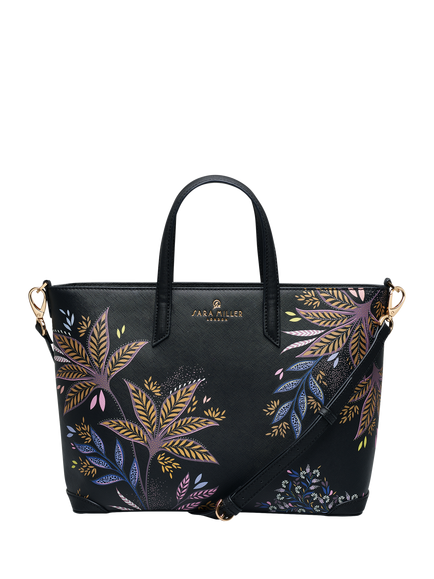 Sara Miller Black Botanic Medium Tote Bag, Black/Multi - view 2, Black/Multi