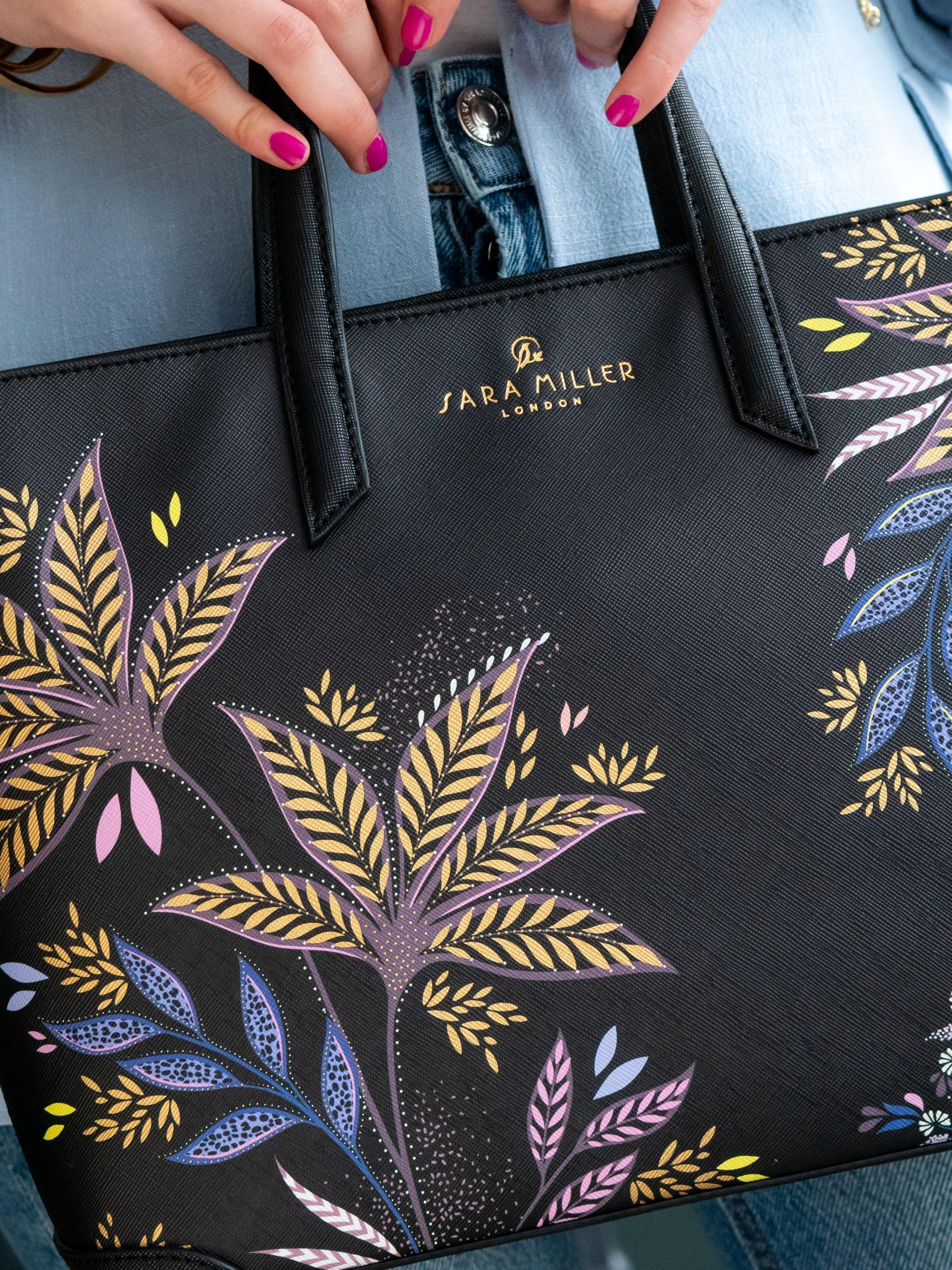 Product image 7 of 9, which shows Sara Miller Black Botanic Medium Tote Bag, Black/Multi