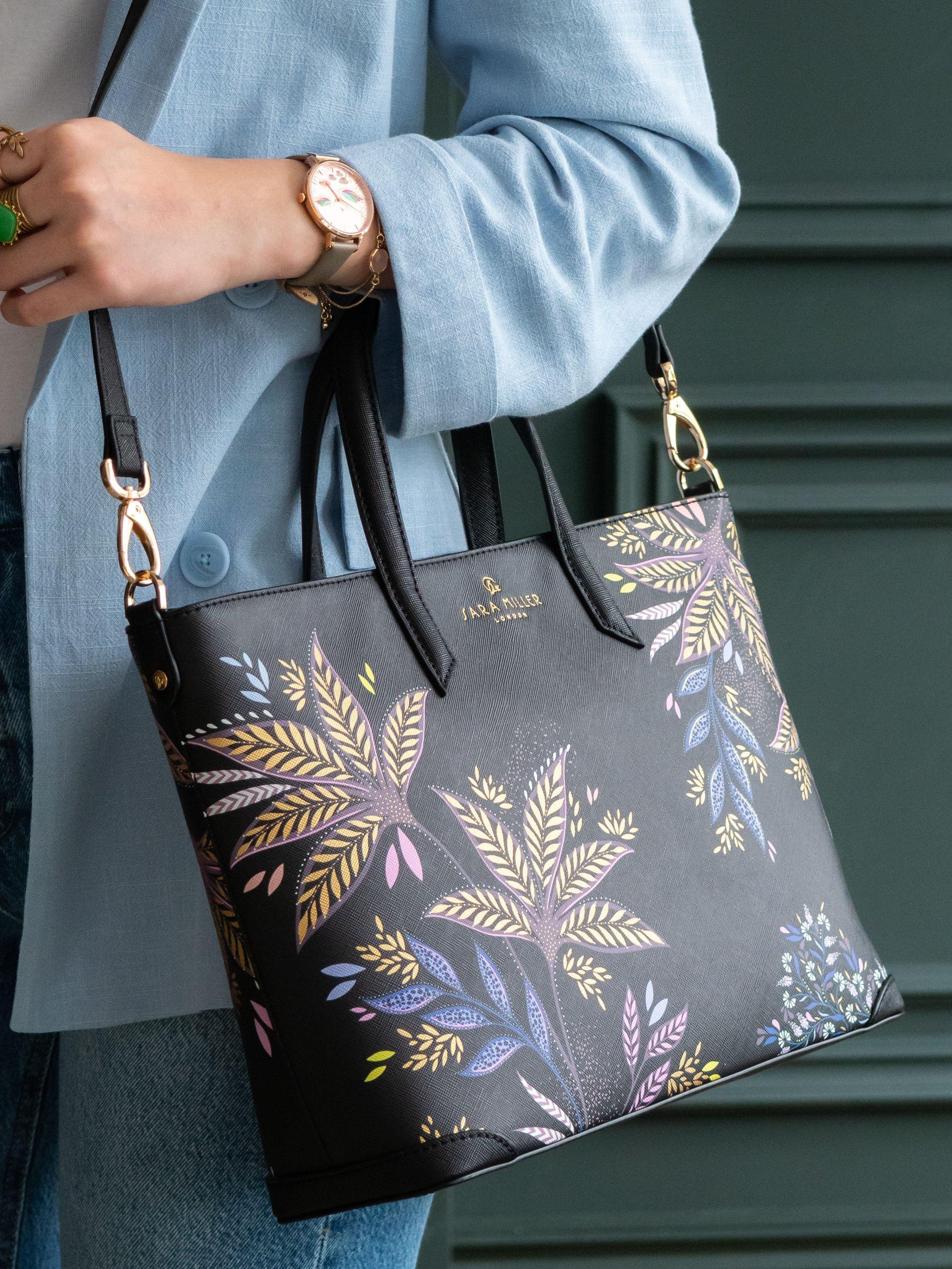 Product image 8 of 9, which shows Sara Miller Black Botanic Medium Tote Bag, Black/Multi