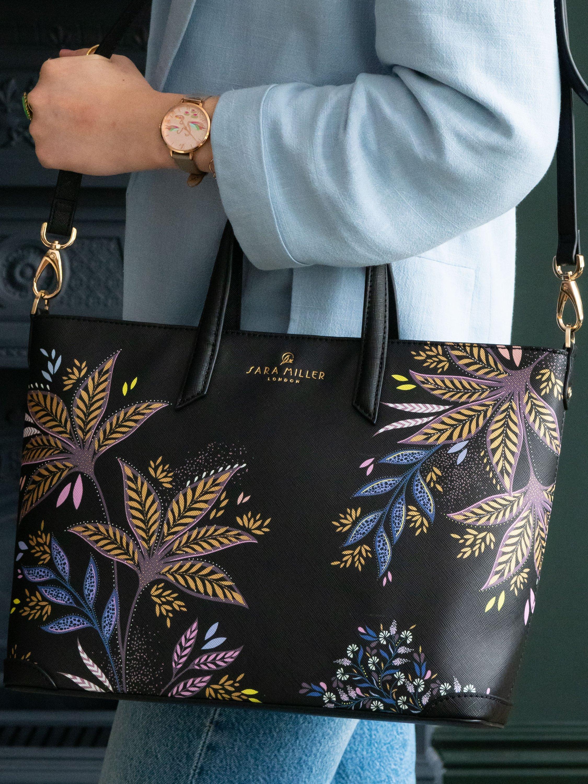 Product image 9 of 9, which shows Sara Miller Black Botanic Medium Tote Bag, Black/Multi