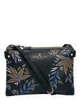 Sara Miller Black Botanic Zipped Crossbody Bag, Black/Multi