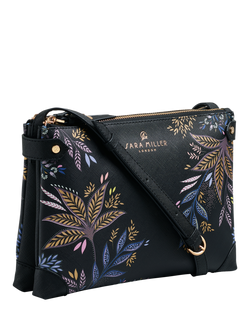 Sara Miller Black Botanic Zipped Crossbody Bag, Black/Multi - view 2, Black/Multi