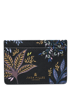 Sara Miller Black Botanic Credit Card Holder, Black/Multi, Black/Multi