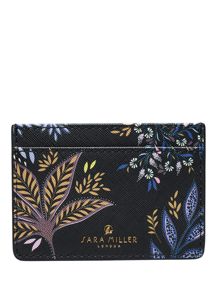 Sara Miller Black Botanic Credit Card Holder, Black/Multi, Black/Multi