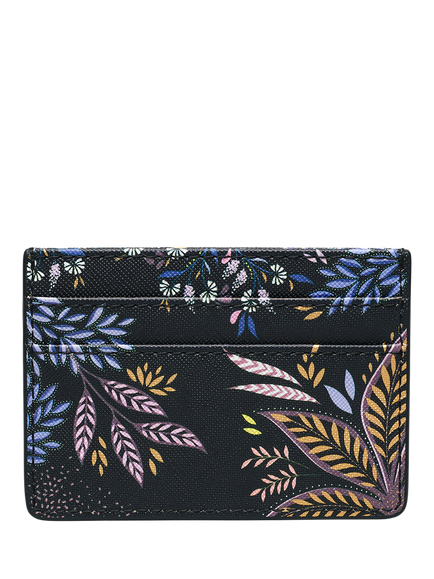 Sara Miller Black Botanic Credit Card Holder, Black/Multi - view 2, Black/Multi