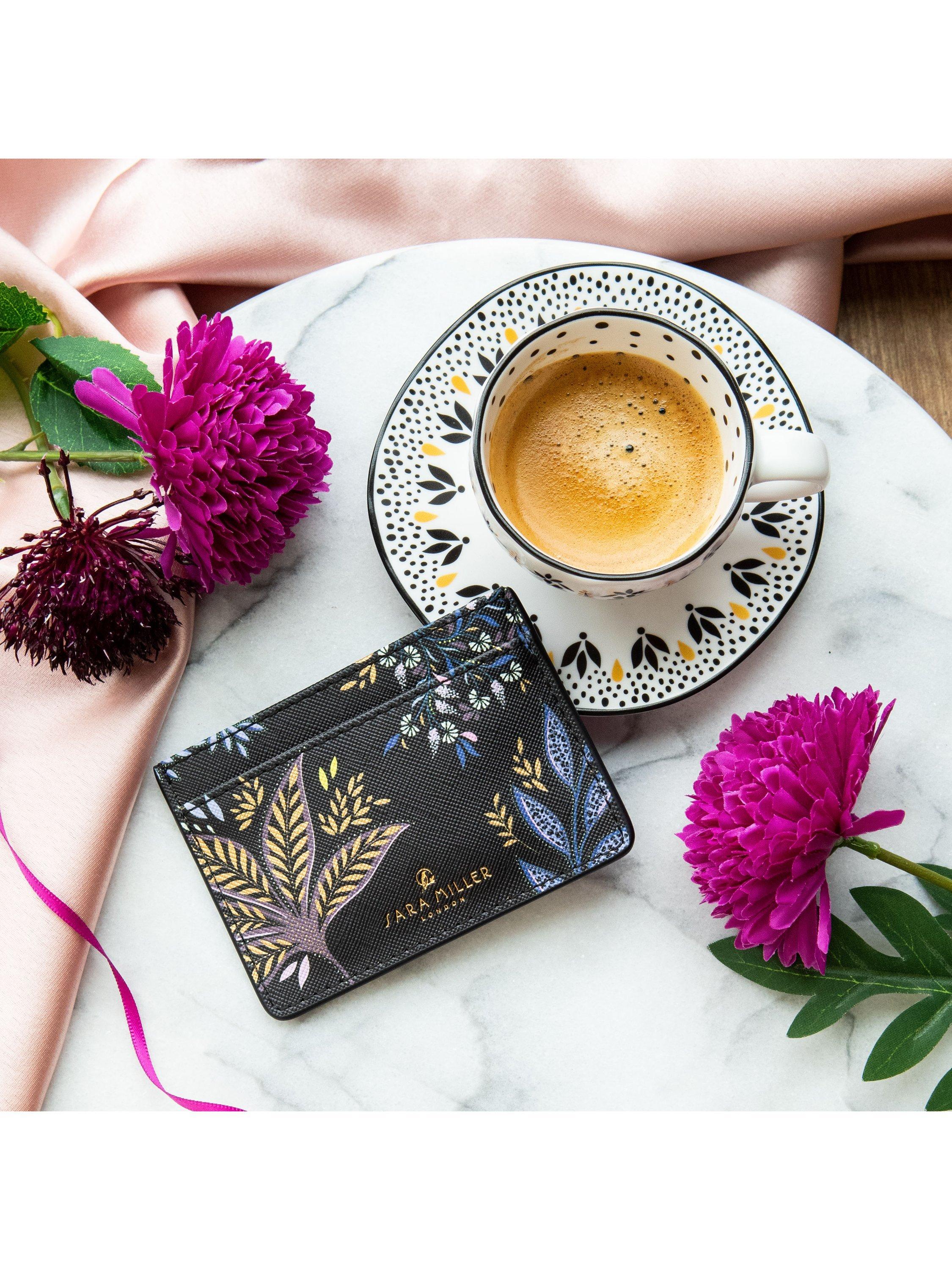 Product image 3 of 3, which shows Sara Miller Black Botanic Credit Card Holder, Black/Multi