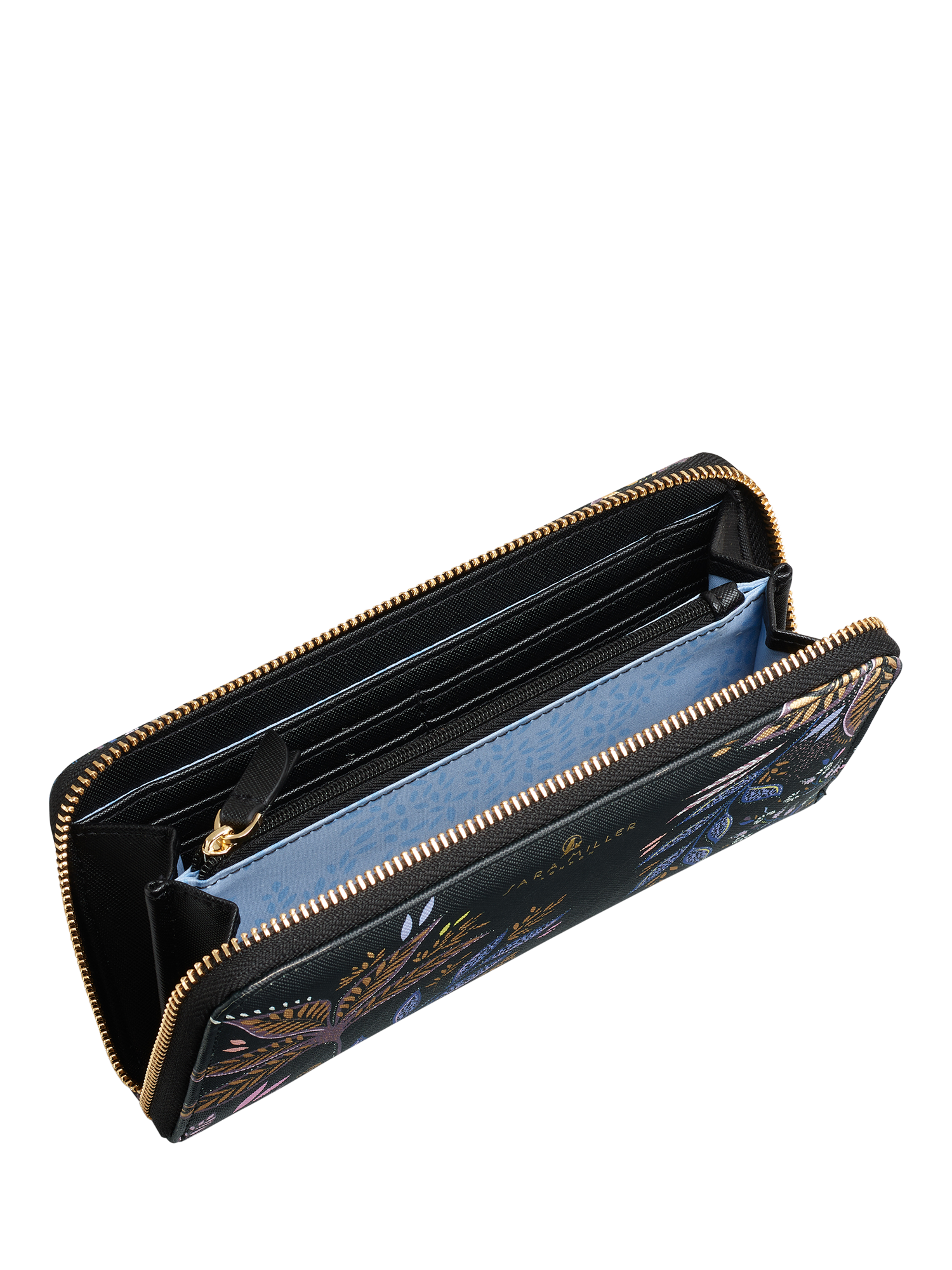 Product image 2 of 4, which shows Sara Miller Black Botanic Zipped Large Purse, Black/Multi