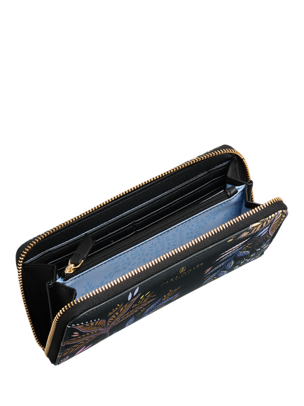 Sara Miller Black Botanic Zipped Large Purse, Black/Multi - view 2, Black/Multi