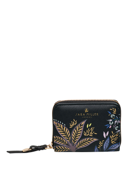 Sara Miller Small Zip Purse, Black Botanic, Black/Multi