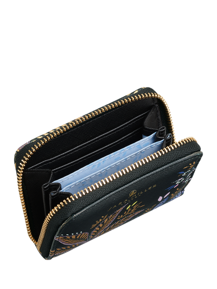 Sara Miller Small Zip Purse, Black Botanic - view 2, Black/Multi