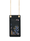 Sara Miller Black Botanic Phone Pouch, Black/Multi