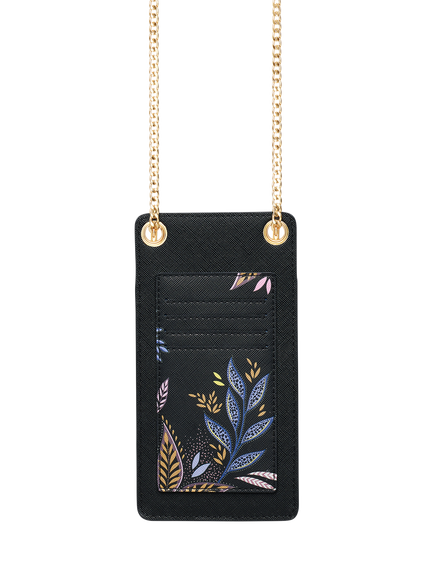 Sara Miller Black Botanic Phone Pouch, Black/Multi - view 2, Black/Multi