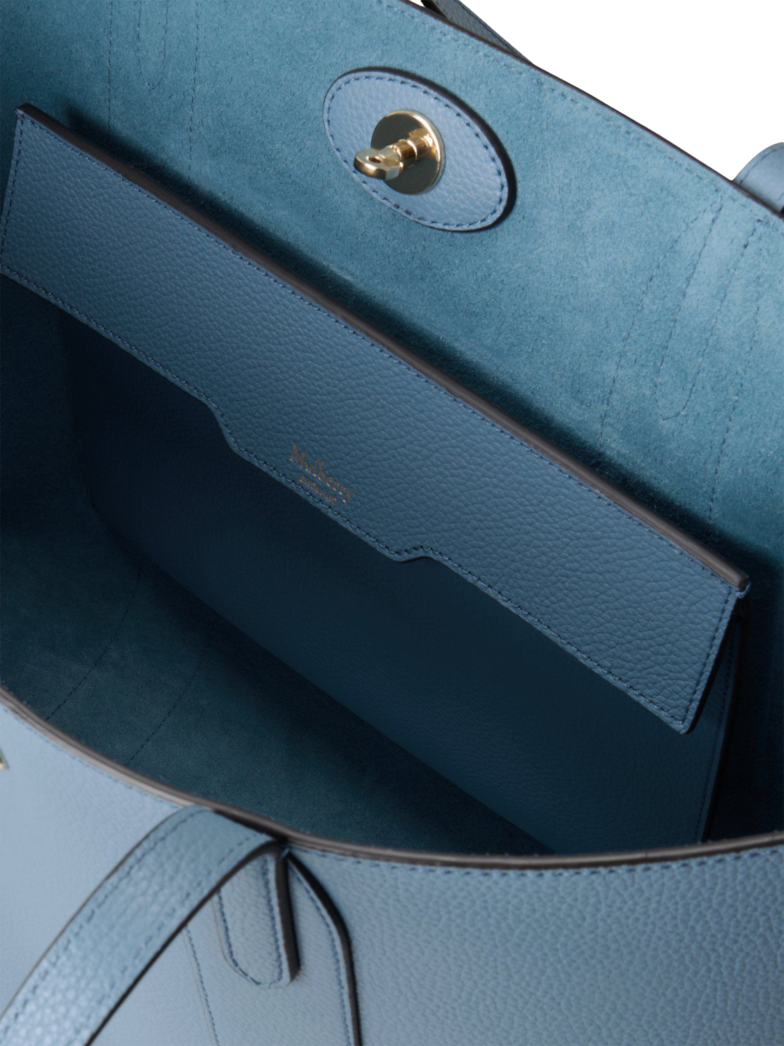 Product image 5 of 6, which shows Mulberry Bayswater Small Classic Grain Leather Tote Bag, Brighton Blue