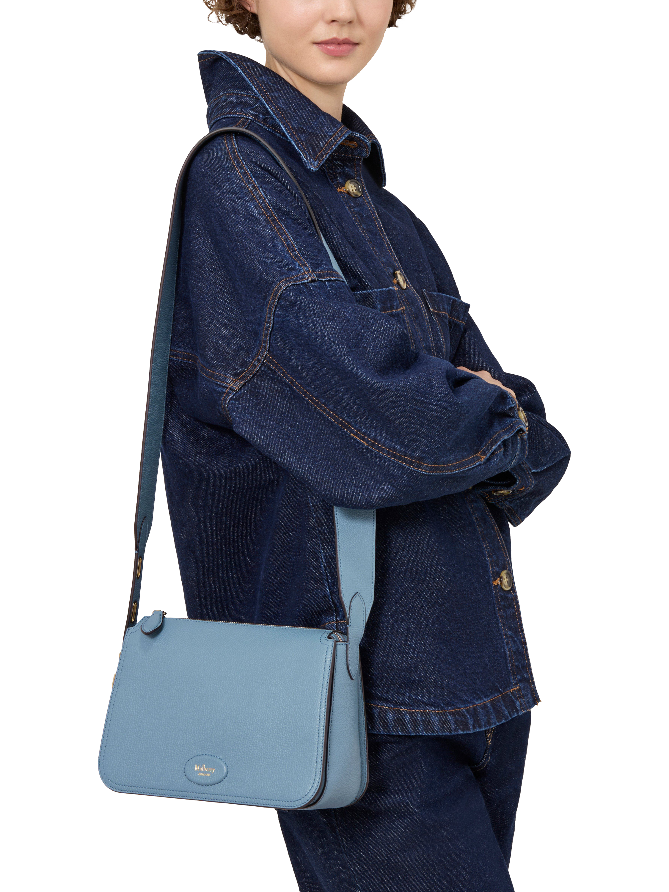 Product image 2 of 6, which shows Mulberry Billie Small Classic Grain Leather Cross Body Bag, Brighton Blue