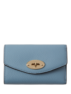 Mulberry Darley Small Classic Grain Leather Folded Multi-Card Wallet, Brighton Blue