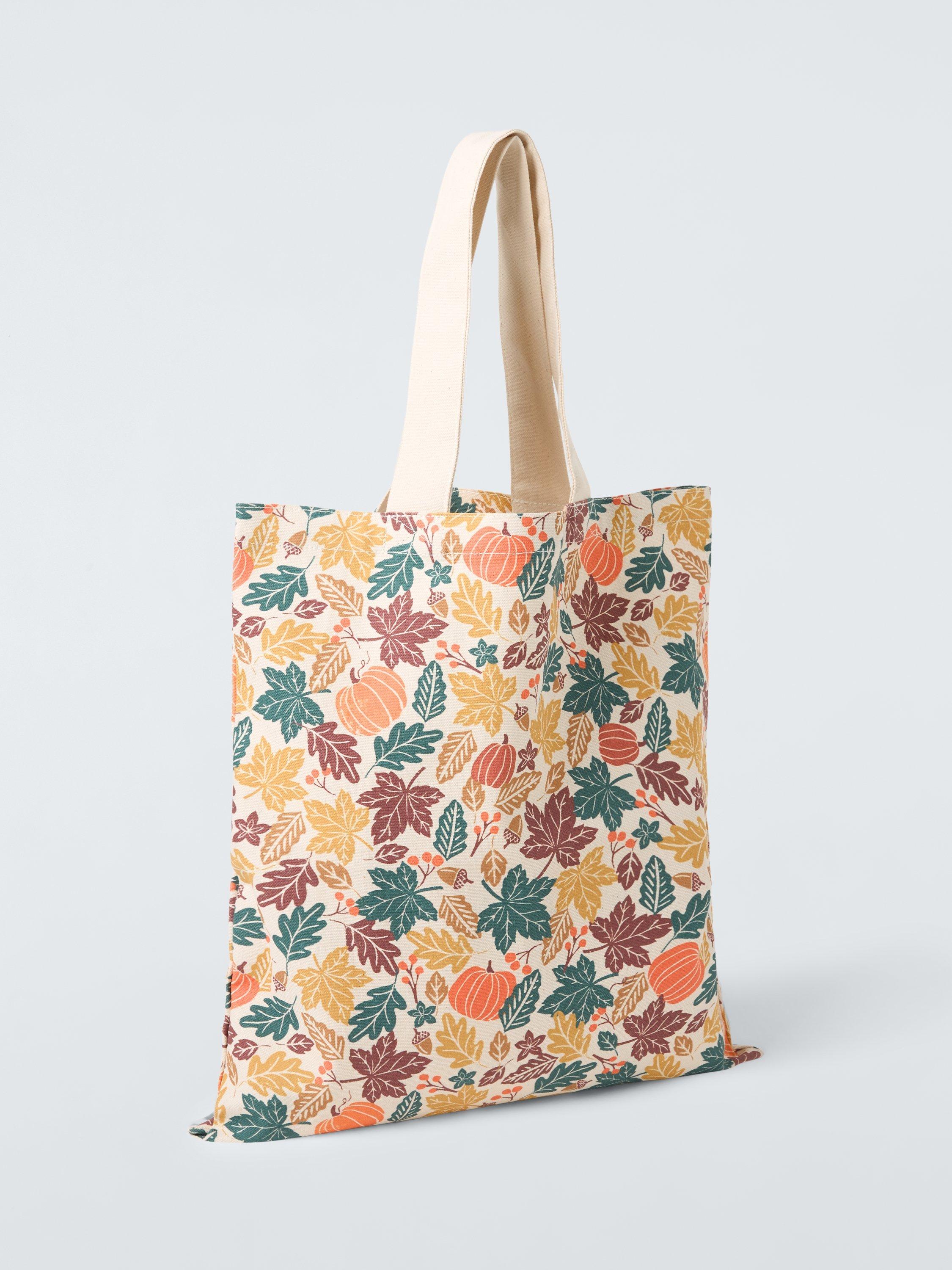 Product image 1 of 3, which shows John Lewis Autumn Leaves Cotton Tote Bag