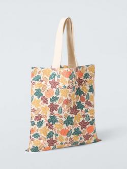 John Lewis Autumn Leaves Cotton Tote Bag, Multi