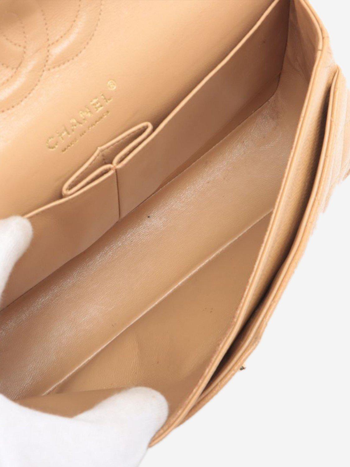 Product image 7 of 10, which shows Pre-loved CHANEL Vintage 2003 Medium Caviar Leather Classic Double Flap Shoulder Bag, Beige