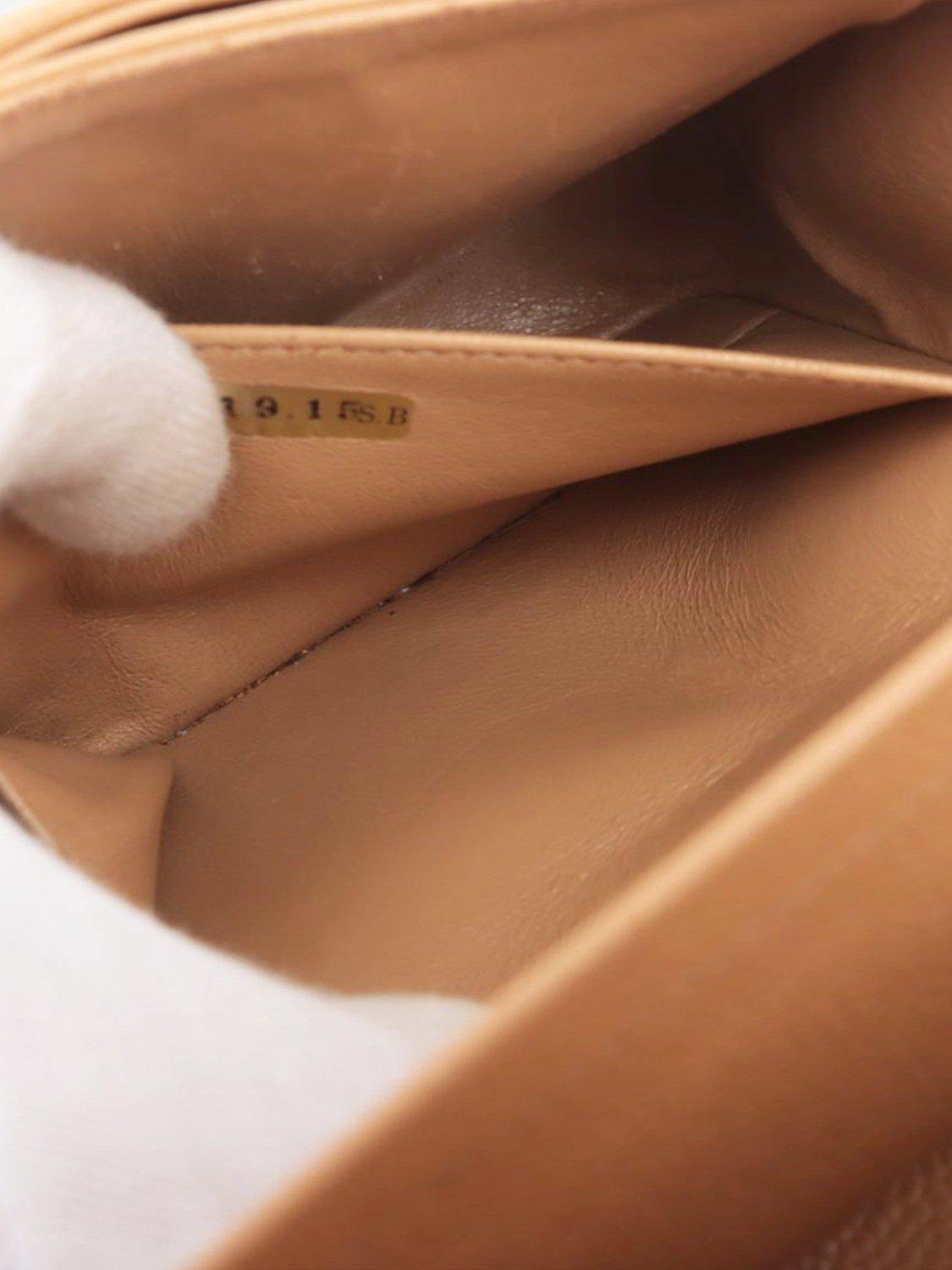 Product image 8 of 10, which shows Pre-loved CHANEL Vintage 2003 Medium Caviar Leather Classic Double Flap Shoulder Bag, Beige
