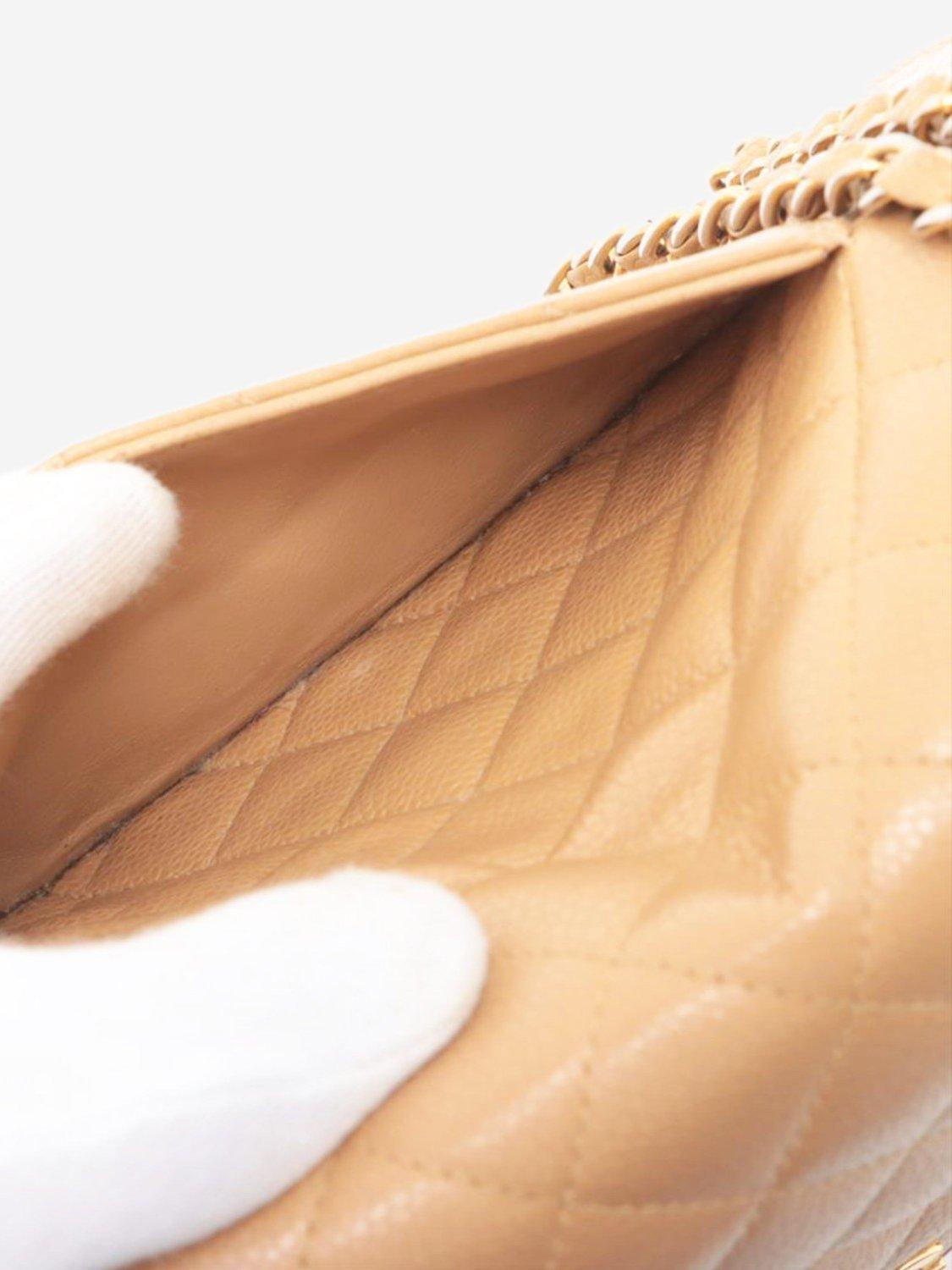 Product image 10 of 10, which shows Pre-loved CHANEL Vintage 2003 Medium Caviar Leather Classic Double Flap Shoulder Bag, Beige
