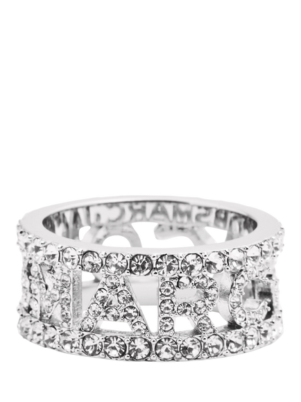 Marc Jacobs Monogram Ring, Silver, Silver/Crystal