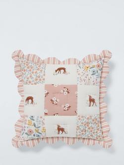 John Lewis Kids' Patchwork Deer Cushion, Pink