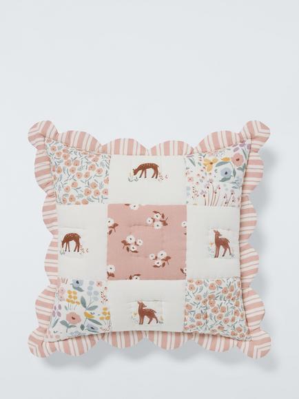 John Lewis Kids' Patchwork Deer Cushion, Pink