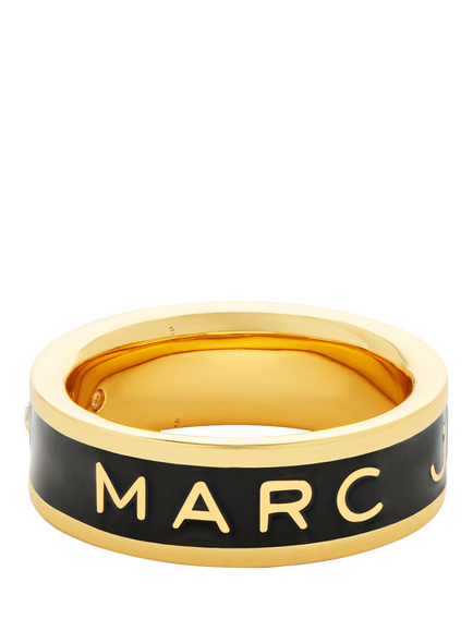 Marc Jacobs Brand Logo Ring, Gold/Black, Gold/Black