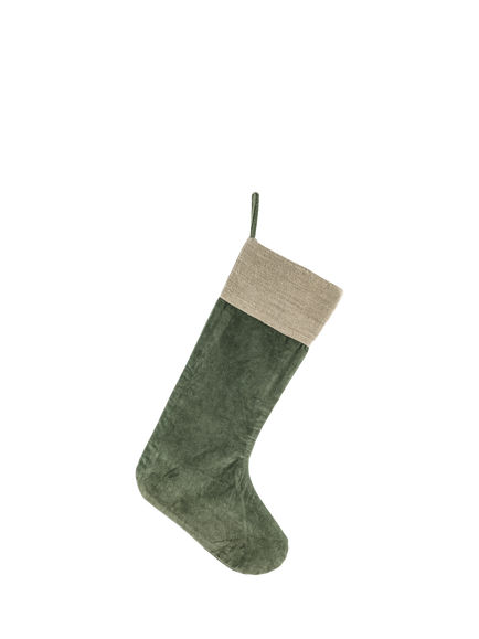 nkuku Karru Velvet Christmas Stocking, Forest Green