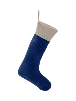nkuku Karru Velvet Christmas Stocking, Indigo
